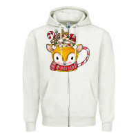 Oatmeal Heather coffee cups animal Zipper Hoodie - CowhideDigitalArt