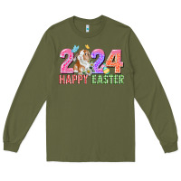 Army Green 2024 happy easter Long Sleeve Tee - CowGirlArtShop