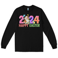 Black 2024 happy easter Long Sleeve Tee - CowGirlArtShop