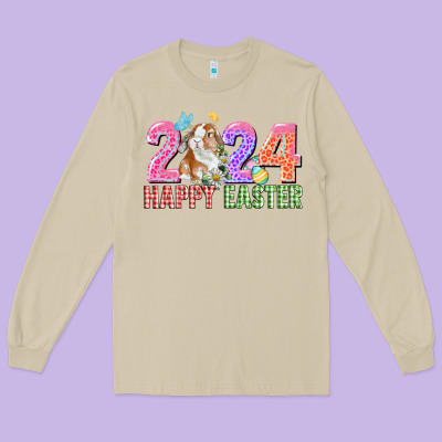 2024 Happy Easter Long Sleeve Tee Designed By Cowgirlartshop