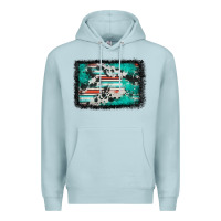 Blue Mist western serape cowhide turquoise glitter Premium Hoodie - FaDigitalArtStudio