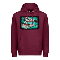 Burgundy western serape cowhide turquoise glitter Premium Hoodie - FaDigitalArtStudio