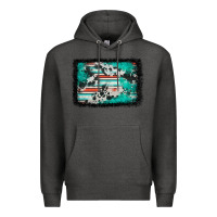 Charcoal Heather western serape cowhide turquoise glitter Premium Hoodie - FaDigitalArtStudio