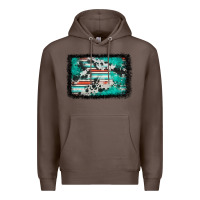 Coffee western serape cowhide turquoise glitter Premium Hoodie - FaDigitalArtStudio