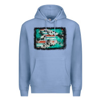 Colony Blue western serape cowhide turquoise glitter Premium Hoodie - FaDigitalArtStudio