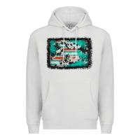 Dove Grey western serape cowhide turquoise glitter Premium Hoodie - FaDigitalArtStudio