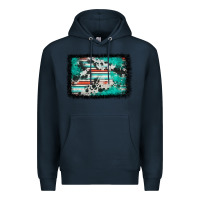Navy western serape cowhide turquoise glitter Premium Hoodie - FaDigitalArtStudio