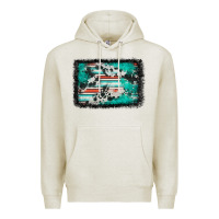 Oatmeal Heather western serape cowhide turquoise glitter Premium Hoodie - FaDigitalArtStudio