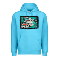 Ocean Blue western serape cowhide turquoise glitter Premium Hoodie - FaDigitalArtStudio