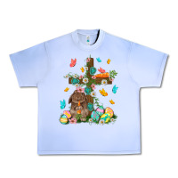 Grape Ice Western Rabbit with Cross Easter Day Urban Heavy Tee - HowdyJamesFarm