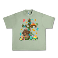 Oil Green Western Rabbit with Cross Easter Day Urban Heavy Tee - HowdyJamesFarm