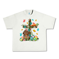 Pistachio Western Rabbit with Cross Easter Day Urban Heavy Tee - HowdyJamesFarm