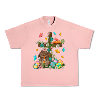 Salmon Western Rabbit with Cross Easter Day Urban Heavy Tee - HowdyJamesFarm