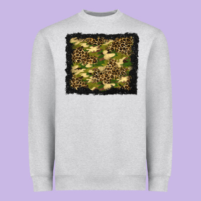 Camouflage And Leopard Background Heavyweight Sweatshirt Designed By Bundleandbundleshop