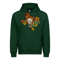 Forest Green bull skull texas map western Urban Hoodie - BarkalooDesign