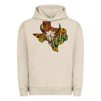 Pigment French Oak bull skull texas map western Urban Hoodie - BarkalooDesign