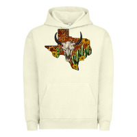 Pigment Pistachio bull skull texas map western Urban Hoodie - BarkalooDesign