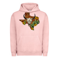 Pigment Salmon bull skull texas map western Urban Hoodie - BarkalooDesign