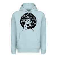 Blue Mist Womens Strong Black Woman Afro Message Premium Hoodie - lanVoArt