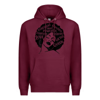 Burgundy Womens Strong Black Woman Afro Message Premium Hoodie - lanVoArt