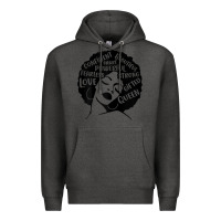 Charcoal Heather Womens Strong Black Woman Afro Message Premium Hoodie - lanVoArt