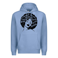 Colony Blue Womens Strong Black Woman Afro Message Premium Hoodie - lanVoArt