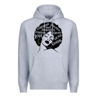 Heather Grey Womens Strong Black Woman Afro Message Premium Hoodie - lanVoArt