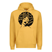 Mustard Womens Strong Black Woman Afro Message Premium Hoodie - lanVoArt