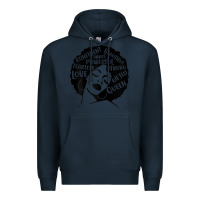 Navy Womens Strong Black Woman Afro Message Premium Hoodie - lanVoArt