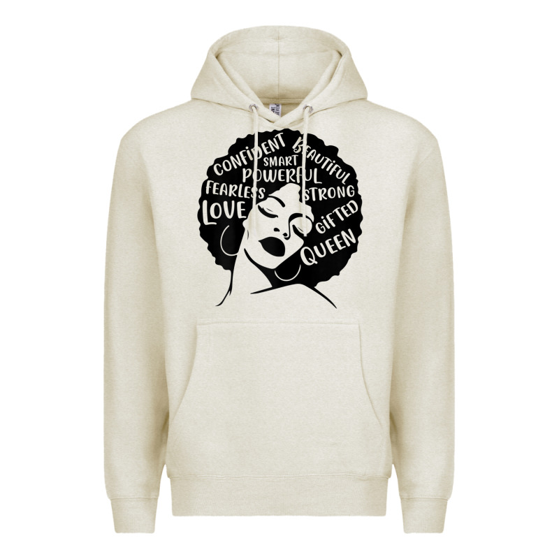 Womens Strong Black Woman Afro Message Premium Hoodie by lanVoArt | Teevron