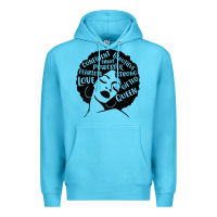 Ocean Blue Womens Strong Black Woman Afro Message Premium Hoodie - lanVoArt