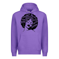 Purple Womens Strong Black Woman Afro Message Premium Hoodie - lanVoArt
