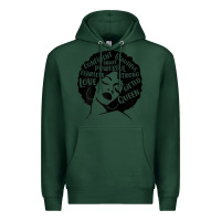 Sports Green Womens Strong Black Woman Afro Message Premium Hoodie - lanVoArt