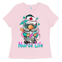 Bubblegum Pink nurse life  gnome Ladies Tee - BarkalooDesign