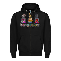 Black Happy Easter Zipper Hoodie - CowhideDigitalArt
