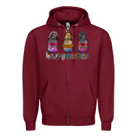 Burgundy Happy Easter Zipper Hoodie - CowhideDigitalArt