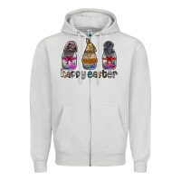 Dove Grey Happy Easter Zipper Hoodie - CowhideDigitalArt