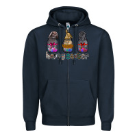 Navy Happy Easter Zipper Hoodie - CowhideDigitalArt