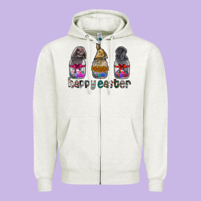 Happy Easter Zipper Hoodie Designed By Cowhidedigitalart