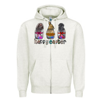 Oatmeal Heather Happy Easter Zipper Hoodie - CowhideDigitalArt