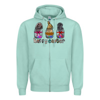 Seafoam Happy Easter Zipper Hoodie - CowhideDigitalArt