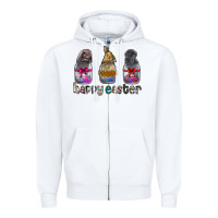 White Happy Easter Zipper Hoodie - CowhideDigitalArt