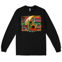 Black turquoise desert moon serape background Long Sleeve Tee - Jasminsmagicworld