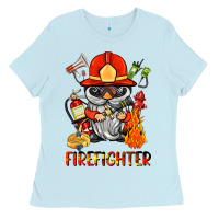 Baby Blue firefighter gnome Ladies Tee - BarkalooDesign