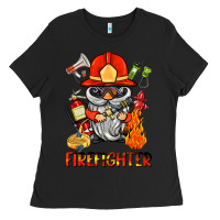 Black firefighter gnome Ladies Tee - BarkalooDesign