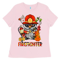 Bubblegum Pink firefighter gnome Ladies Tee - BarkalooDesign