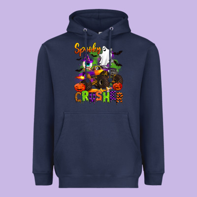 Spooky Cruhser With Monster Truck Heavyweight Hoodie Designed By Artiststas