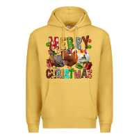 Antique Gold Merry christmas chickens Premium Hoodie - FaDigitalArtStudio