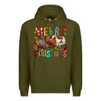 Army Green Merry christmas chickens Premium Hoodie - FaDigitalArtStudio