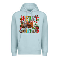 Blue Mist Merry christmas chickens Premium Hoodie - FaDigitalArtStudio